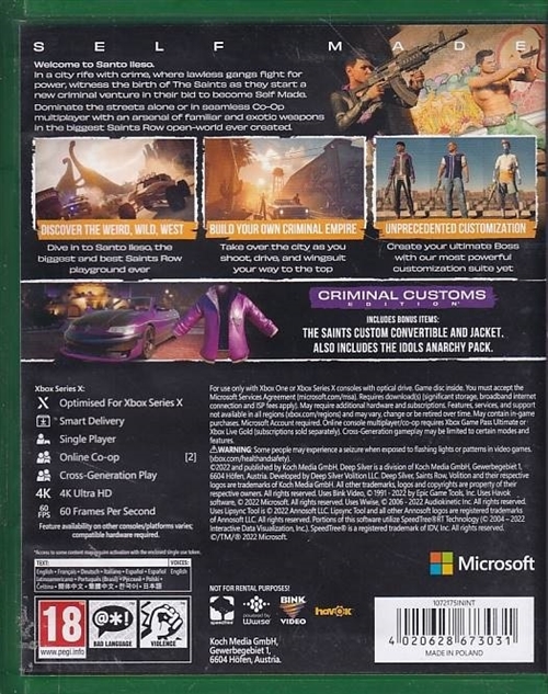 Saints Row Criminal Customs Edition - XBOX Series X (A Grade) (Genbrug)